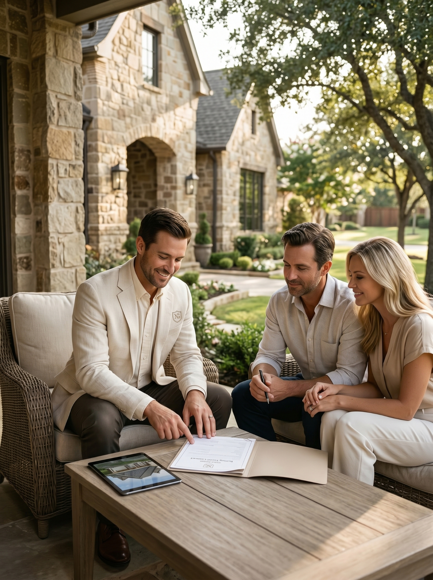 Noble Guard consultant on a homeowner's porch