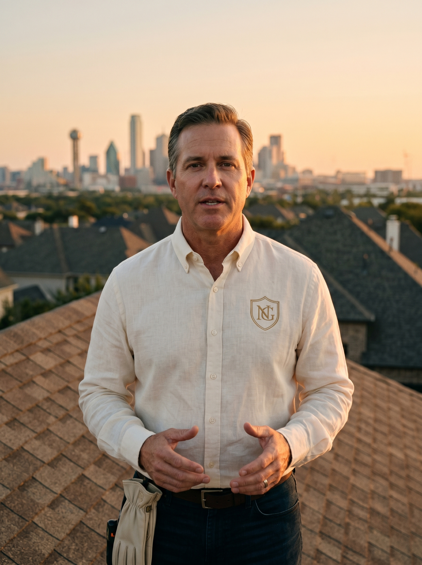 Noble Guard founder with the Dallas skyline